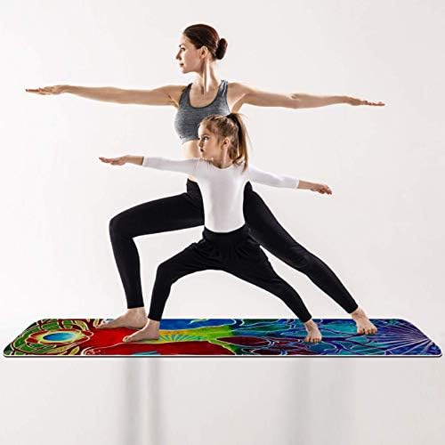 Renkli Hayat Ağacı Yoga Mat Kalın Kaymaz egzersiz ve fitness matı Her Türlü Yoga, Pilates ve Zemin Egzersizleri (72 x 24 x 6mm)