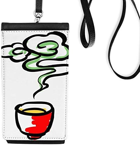 Çin Çin Çay Bardağı Geleneksel Desen Telefon Cüzdan çanta Asılı Cep Kılıfı Siyah Cep