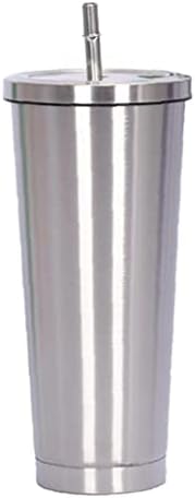 Paslanmaz Çelik Kupa Vakum Yalıtımlı 500 ML Fincan Su Şişesi Kahve Cupwith Saman Sızdırmaz Kapak için Ev Gümüş, su Şişesi Fincan