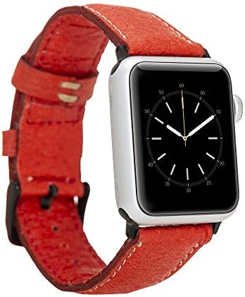 Piñatex Vegan Bitki Bazlı Saat Bantları Tüm Apple Saatleriyle Uyumludur-38mm, 40mm, 42mm, 44mm Serisi 1-5 (Kırmızı Biber, 38-40MM)