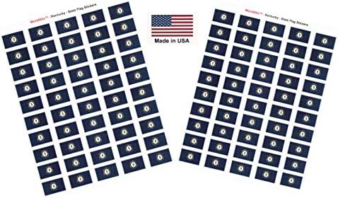 Made in USA! 100 Kentucky 1.5 x 1 Kendinden Yapışkanlı Devlet Bayrağı Çıkartmaları, İki Yaprak 50, 100 Kentucky Etiket Bayrakları