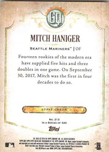 2018 Topps Çingene Kraliçesi 213 Mitch Haniger Seattle Mariners Resmi MLB Beyzbol Ticaret Kartı Ham (NM veya Daha İyi) Durumda