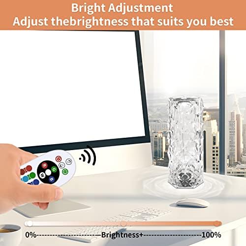 Kristal Masa Lambası, 16 Dim renk Dokunmatik Kontrol USB şarj edilebilir akülü akrilik elmas komidin ışık uzaktan kumanda ile,