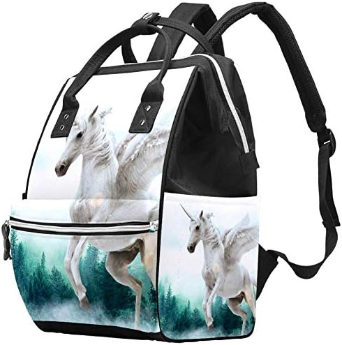 Beyaz tek boynuzlu at bebek bezi çantası Omuz sırt çantası Değiştirme Çantaları