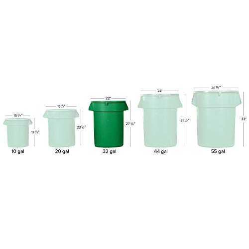 5 Paket! 128 Qt. / 32 Galon / 121 Litre Yeşil Yuvarlak İçerik Kutusu / ticari Çöp Kutusu ve Kapaklı Çöp Torbası Dahildir . Çöp