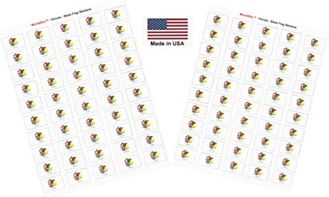 Made in USA! 100 Illinois 1.5 x 1 Kendinden Yapışkanlı Devlet Bayrağı Çıkartmaları, İki Yaprak 50, 100 Illinois Etiket Bayrakları