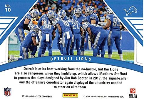 2018 Skoru Toplanın 10 Detroit Lions Futbol Kartı