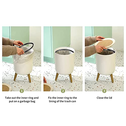 Kapaklı Küçük Çöp Kutusu Avokado İndir Ahşap Ayaklı Arka Planlar Çöp Kutusu Mutfak, Banyo, 1.8 Galon - 7L için Basit İnsan Yuvarlak