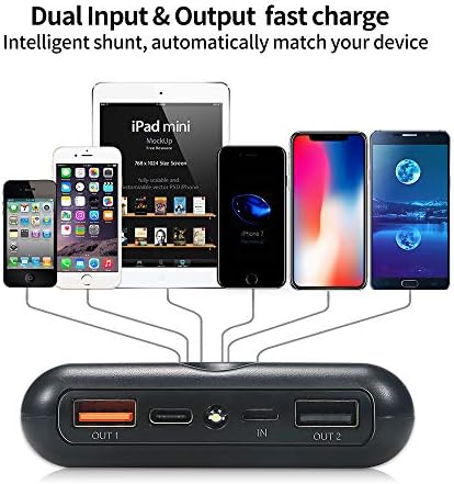 20000mah Taşınabilir Şarj Cihazı Hızlı Şarj 3.0 Yüksek Kapasiteli Tip-C ve USB Bağlantı Noktası Harici Pil Paketi iPhone,Samsung