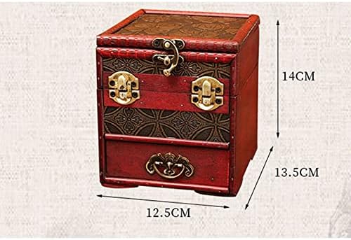SLSFJLKJ Vintage Ahşap Takı saklama kutusu El Yapımı Dekoratif Hazine Durumda Takı saklama kutusu (Renk: Bir, Boyutu: Bir Boyut)