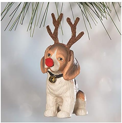 Bethany Lowe 3.5 On Yamalar Köpek Beagle Ren Geyiği Vintage Stil Noel Süs Dekor