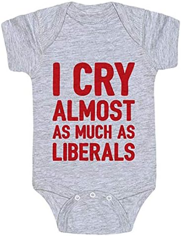 Neredeyse 2 Yaşındaki Erkek veya Kız Çocuklarına Yeni Doğanlar için Liberal Komik Cumhuriyetçi Bebek Tulumu Kadar Ağlıyorum Gri