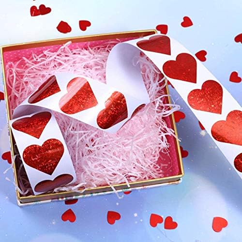 1000 Parça Sevgililer Rulo Çıkartmalar Kırmızı Aşk Kalp Çıkartmalar Lazer Kalp Etiket Çıkartmaları Kalp Şeklinde Çıkartmalar