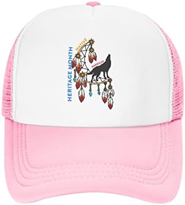 Çocuklar için Native American Heritage Ay Beyzbol Çocuk Şapka Örgü Kamyoncu Şapkası Kap Kızlar