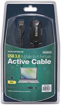 Monoprice 5 metrelik USB 3.0 A Erkek-Dişi Aktif Uzatma Kablosu, Siyah
