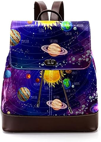 Gezegenler yıldızlı gökyüzü dış uzay moda kadın Anti-hırsızlık omuz çantası PU deri sırt çantası rahat çanta