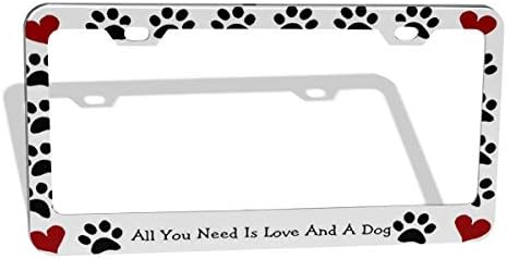 DZGlobal Plaka Kapağı İhtiyacınız Olan Tek Şey Aşk ve Bir Köpek Çelik Metal Plaka Çerçevesi Stili