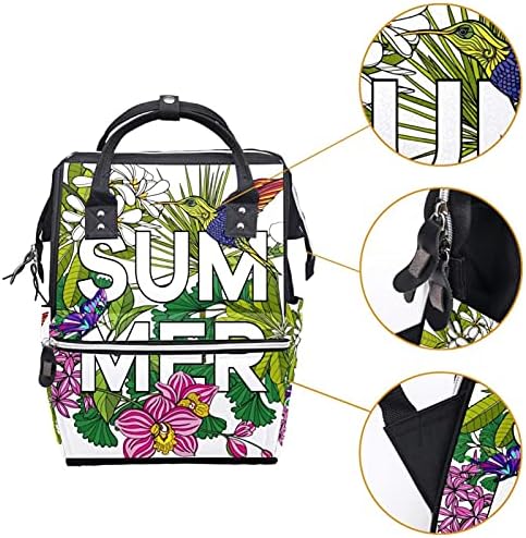 Tropikal yaz kuş plantWomen Sırt çantası bebek bezi çantası Bebek bezi çantası rahat seyahat sırt çantası