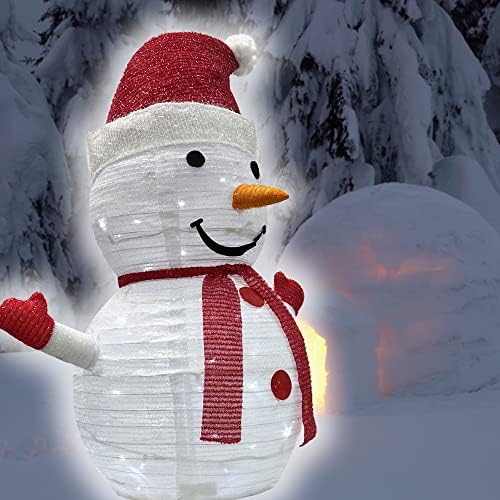 2.3 FT ışıklı kardan adam noel dekorasyon, pil kumandalı ışık Up 40 LED soğuk beyaz ışıklar, 27.5 inç Yard dekor ile katlanabilir