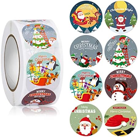 5 Rolls 500 adet/rulo Merry Christmas Çıkartmalar Rulo Noel Hediyeler Dekor Tatil Etiket Çıkartmaları için Zarf Mühür, tebrik